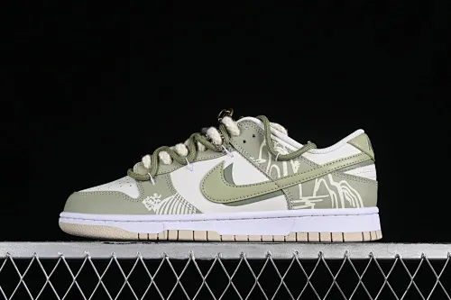 All categories Nk SB Dunk series Nk SB Dunk Low low-top sneakers Nk Dunk Low tea gift box Chinese style palace Longjing tea beige green SB strap low-top casual sneakers DV0831-003